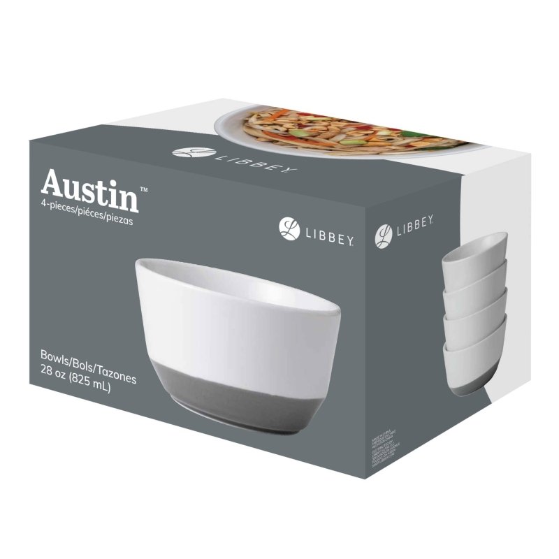 Libbey Austin 28 - ounce Porcelain Soup Salad Bowl, Set of 4 - FCHF CITY