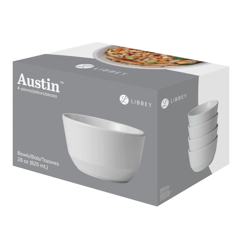 Libbey Austin 28 - ounce Porcelain Soup Salad Bowl, Set of 4 - FCHF CITY