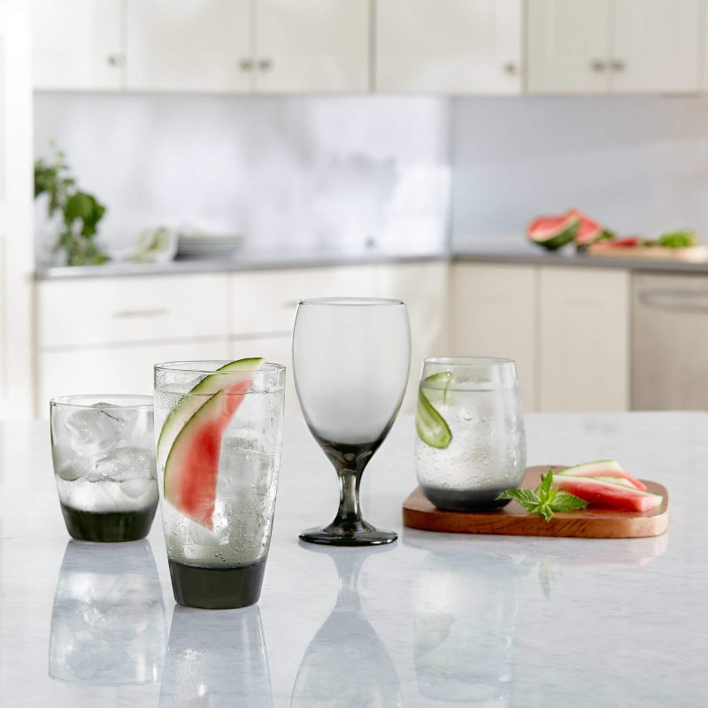 Libbey Classic Smoke Goblet Beverage Glasses, 16.25 - ounce, Set of 6 - FCHF CITY