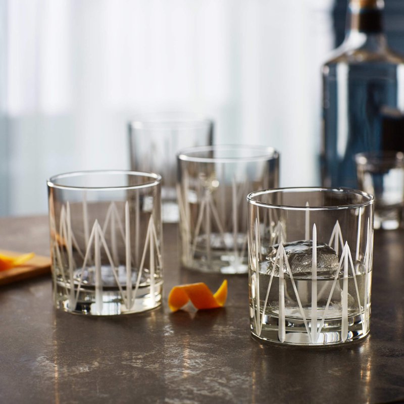 Libbey Cut Cocktails Structure Rocks Glasses, 11 - ounce, Set of 4 - FCHF CITY