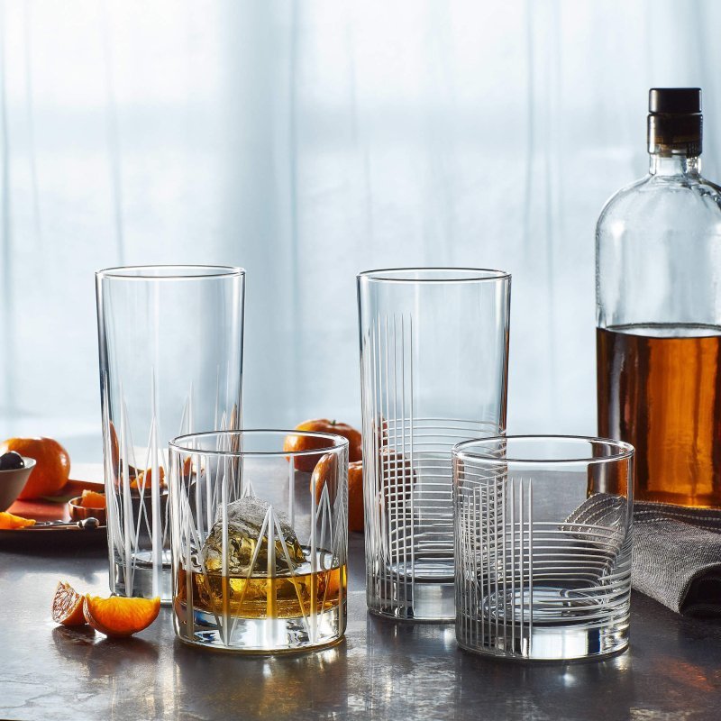 Libbey Cut Cocktails Structure Tumbler Glasses, 15.75 - ounce, Set of 4 - FCHF CITY