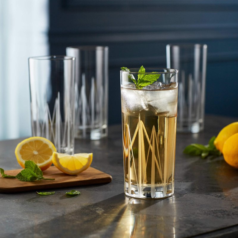 Libbey Cut Cocktails Structure Tumbler Glasses, 15.75 - ounce, Set of 4 - FCHF CITY
