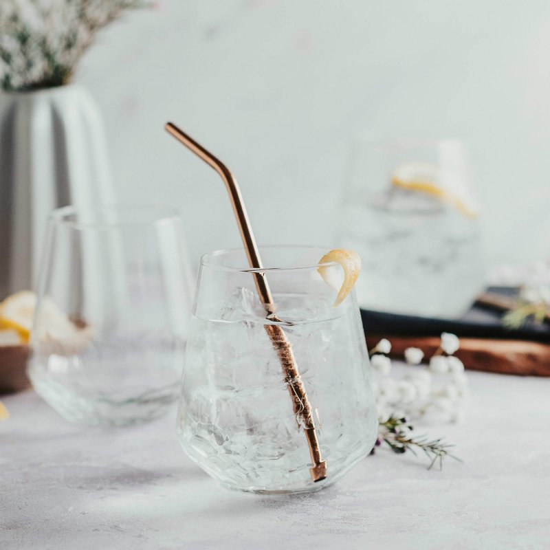 Libbey Hammered Base All - Purpose Stemless Wine Glass, 17.75 - ounce, Set of 8 - FCHF CITY