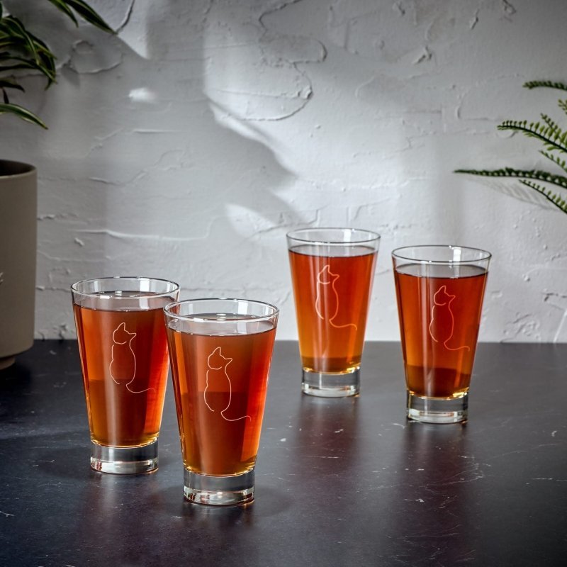 Libbey Modern Pets Simon Tumbler Drinking Glasses, 14 ounce, Set of 4 - FCHF CITY