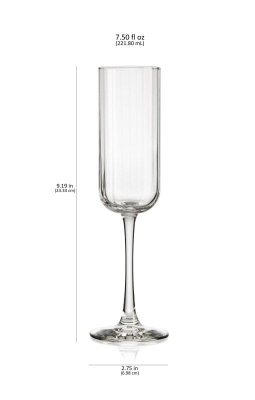 Libbey Paneled Champagne Flute Glasses, 7.5 - ounce, Set of 4 - FCHF CITY