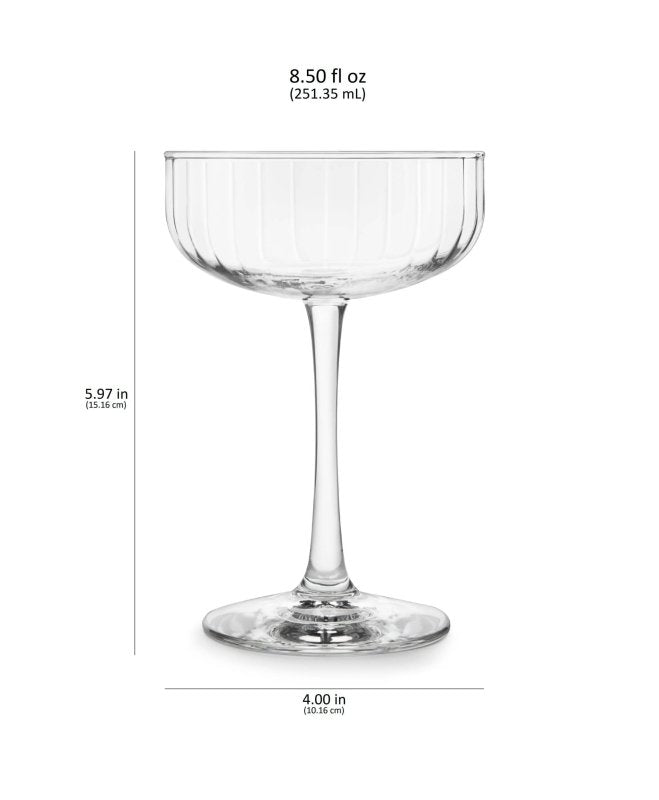 Libbey Paneled Coupe Cocktail Glasses, 8.5 - ounce, Set of 4 - FCHF CITY