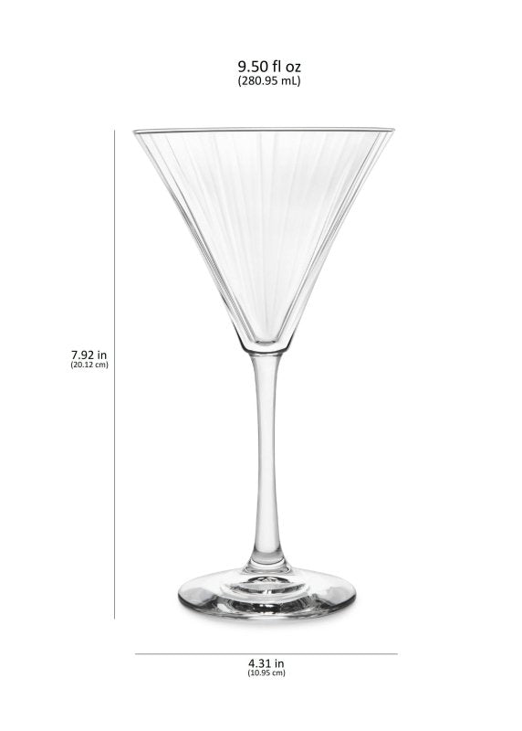 Libbey Paneled Martini Glasses, 9.5 - ounce, Set of 4 - FCHF CITY