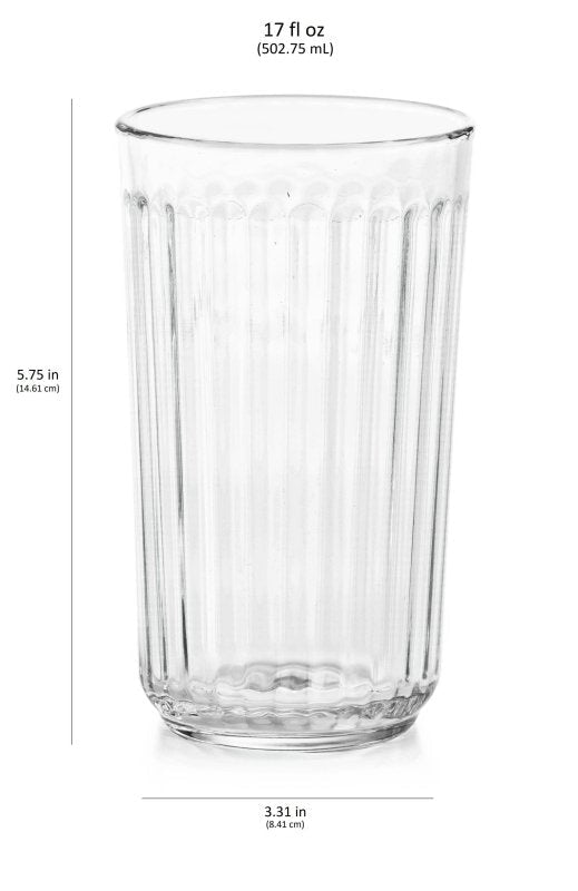 Libbey Paneled Tumbler Drinking Glasses, 17 ounce, Set of 6 - FCHF CITY