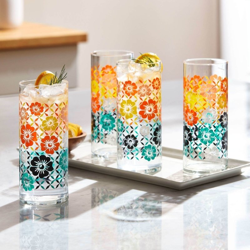 Libbey Vintage Flower Power Cooler Glasses, 16 - ounce, Set of 4 - FCHF CITY