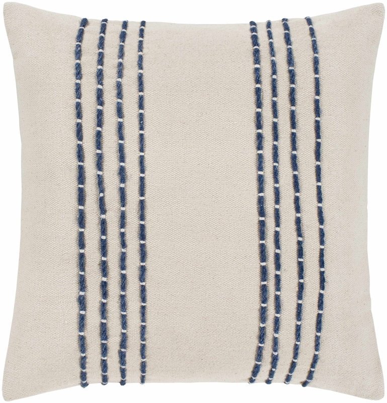 Listie Beige Navy Striped Accent Pillow - FCHF CITY