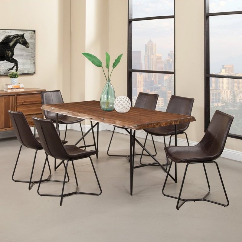 Live Edge Dining Table, Light Walnut - FCHF CITY