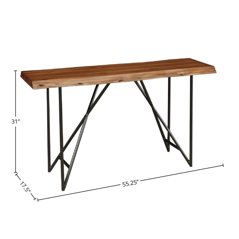 Live Edge Sofa Table, Light Walnut - FCHF CITY