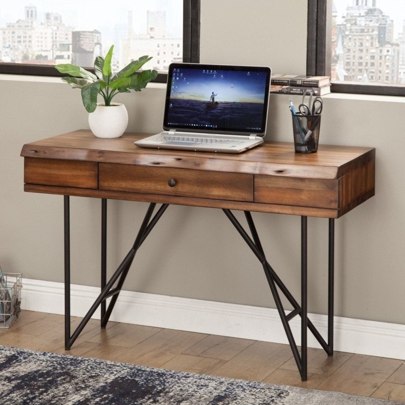 Live Edge Writing Desk, Light Walnut - FCHF CITY