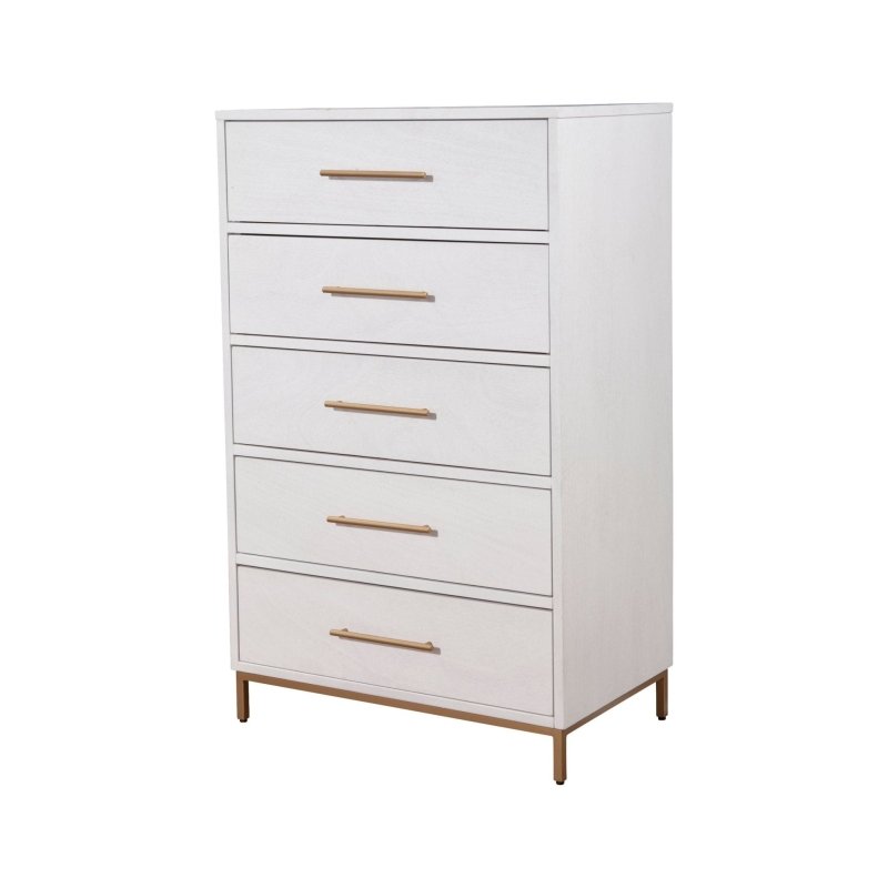 Madelyn Five Drawer Chest, White - FCHF CITY