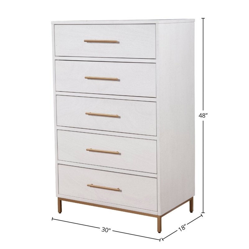 Madelyn Five Drawer Chest, White - FCHF CITY