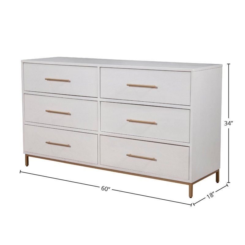 Madelyn Six Drawer Dresser, White - FCHF CITY