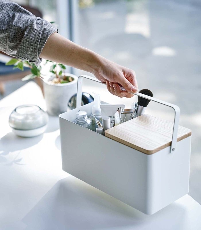 Makeup Organizer with Mirror - Steel + Wood - FCHF CITY