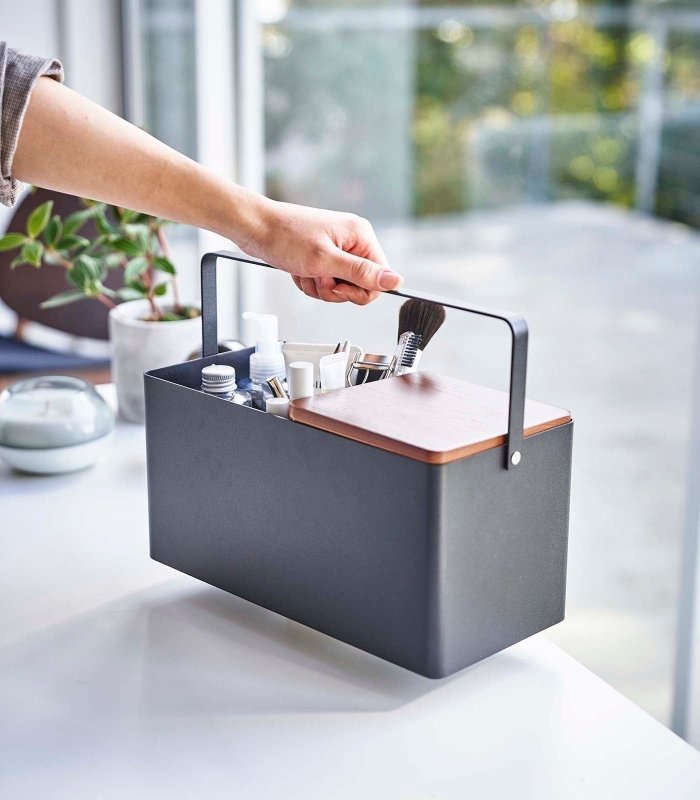 Makeup Organizer with Mirror - Steel + Wood - FCHF CITY