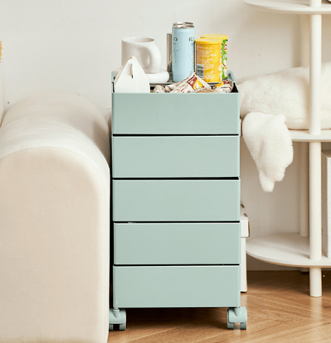 Minimalist Rotatable 5-Tier Rolling Storage Cabinet with Lockable Casters - FCHF CITY