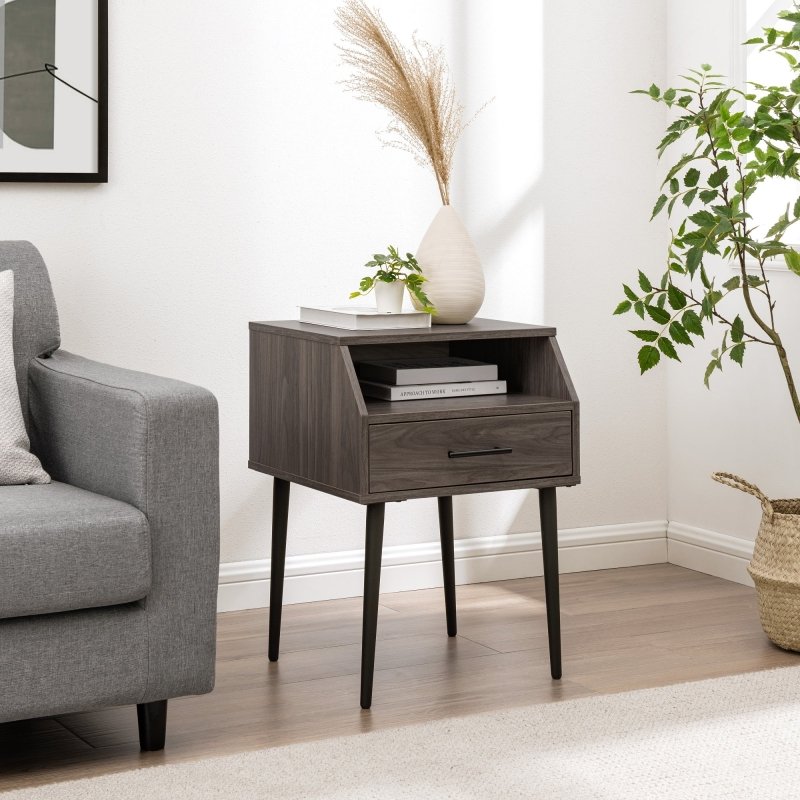 Mora 18" Contemporary Side Table with Storage - FCHF CITY