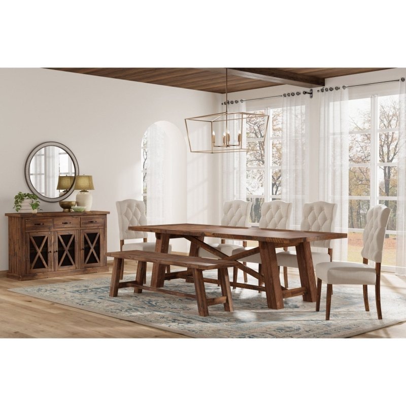 Newberry Rectangular Dining Table, Medium Brown - FCHF CITY