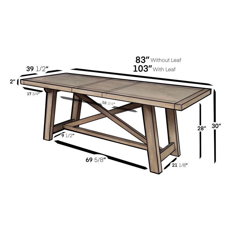 Newberry Rectangular Dining Table, Weathered Natural - FCHF CITY
