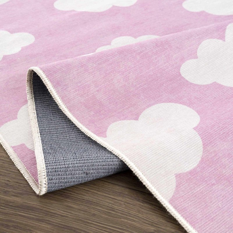 Nizar Pink Cloud Washable Kids Rug - FCHF CITY