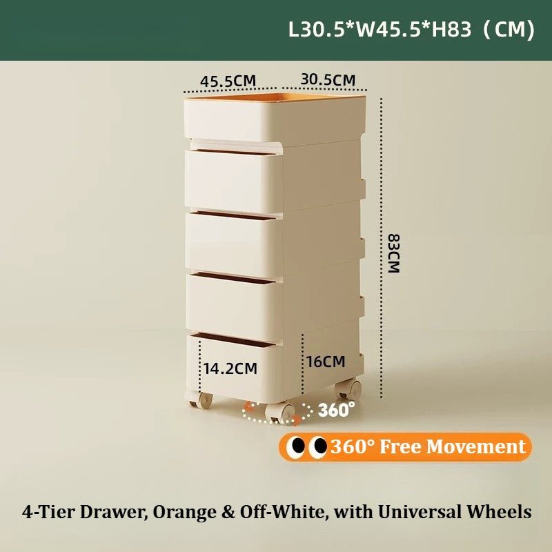 No Odor ABS Rolling Storage Chest with 4 Drawers - FCHF CITY