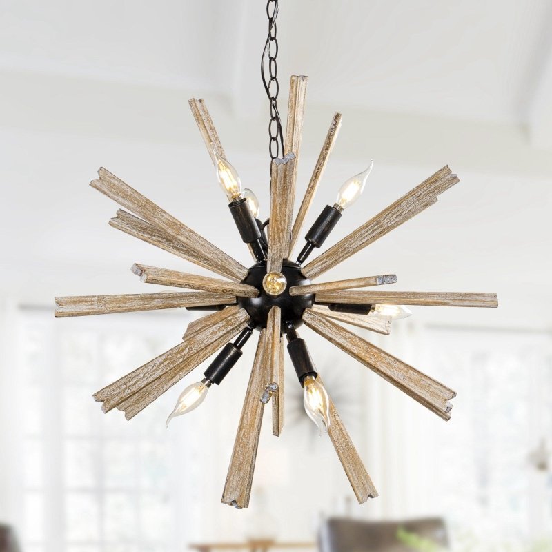 Parrot Uncle 9 - Light Wood Sputnik Sphere Chandelier - FCHF CITY