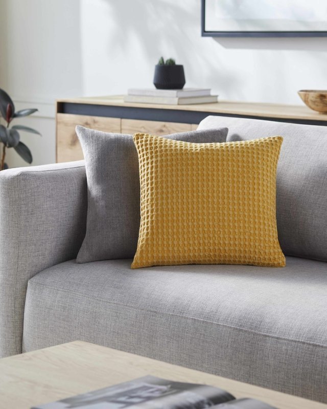 Paulding Textured Yellow Cotton Square Throw Pillow - FCHF CITY