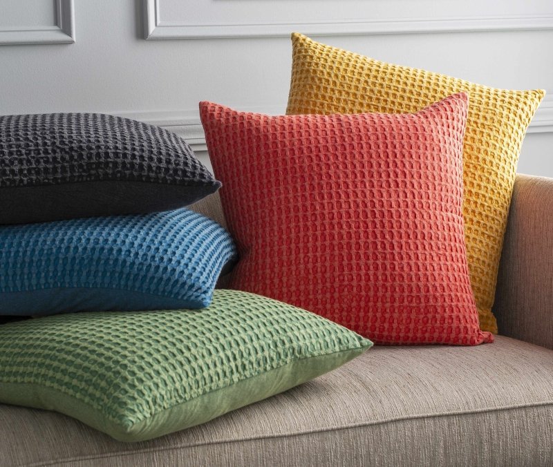 Paulding Textured Yellow Cotton Square Throw Pillow - FCHF CITY