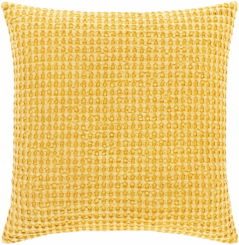 Paulding Textured Yellow Cotton Square Throw Pillow - FCHF CITY