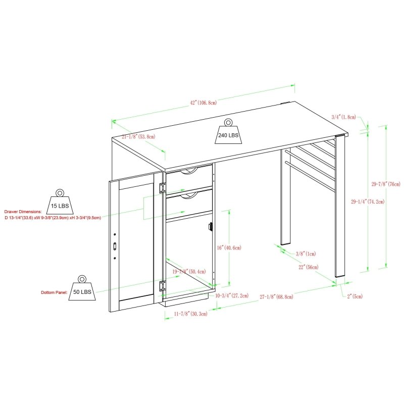 Pax Storage Desk with Chalkboard Door - FCHF CITY