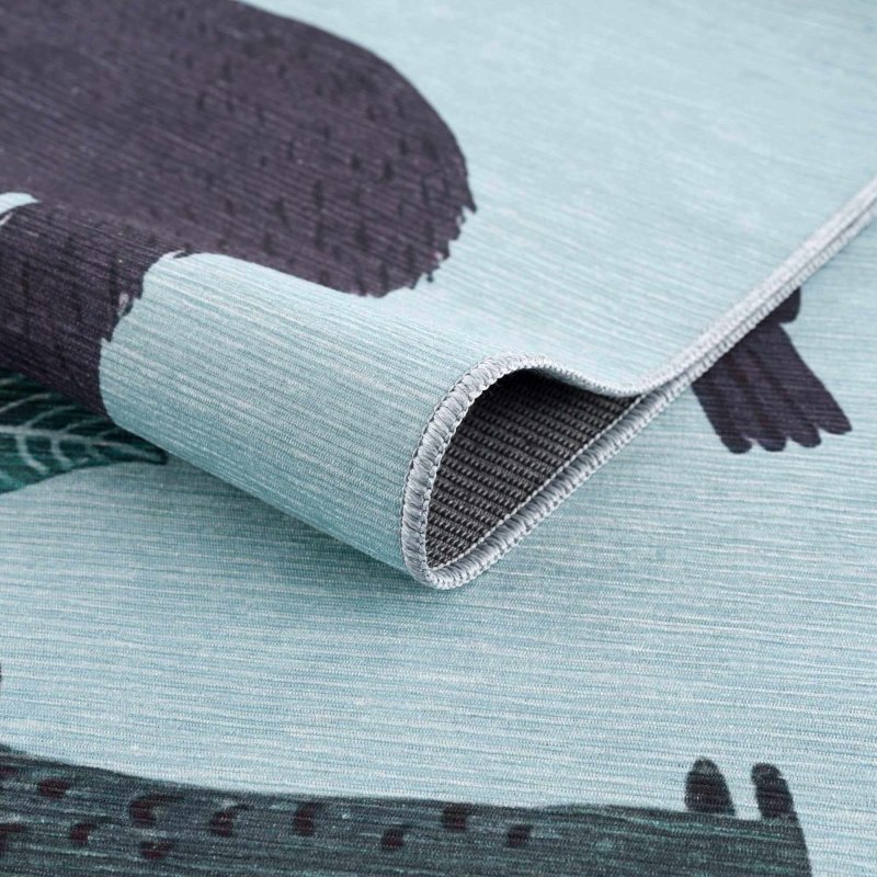Petey Blue Animal Print Washable Kids Rug - FCHF CITY