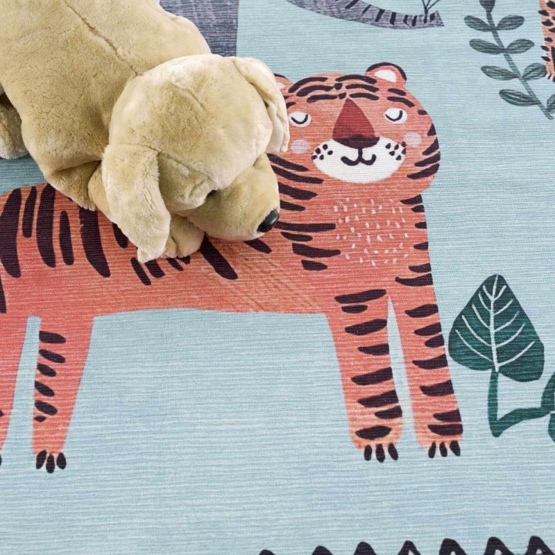 Petey Blue Animal Print Washable Kids Rug - FCHF CITY