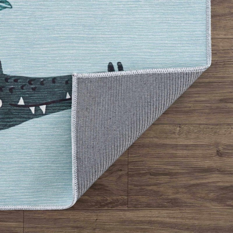 Petey Blue Animal Print Washable Kids Rug - FCHF CITY