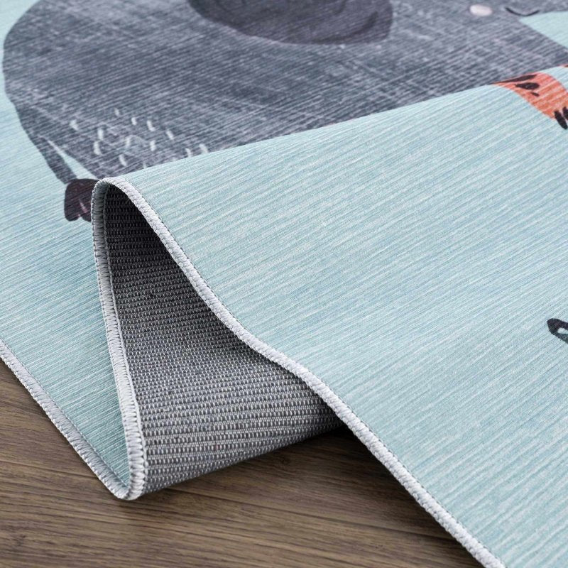 Petey Blue Animal Print Washable Kids Rug - FCHF CITY
