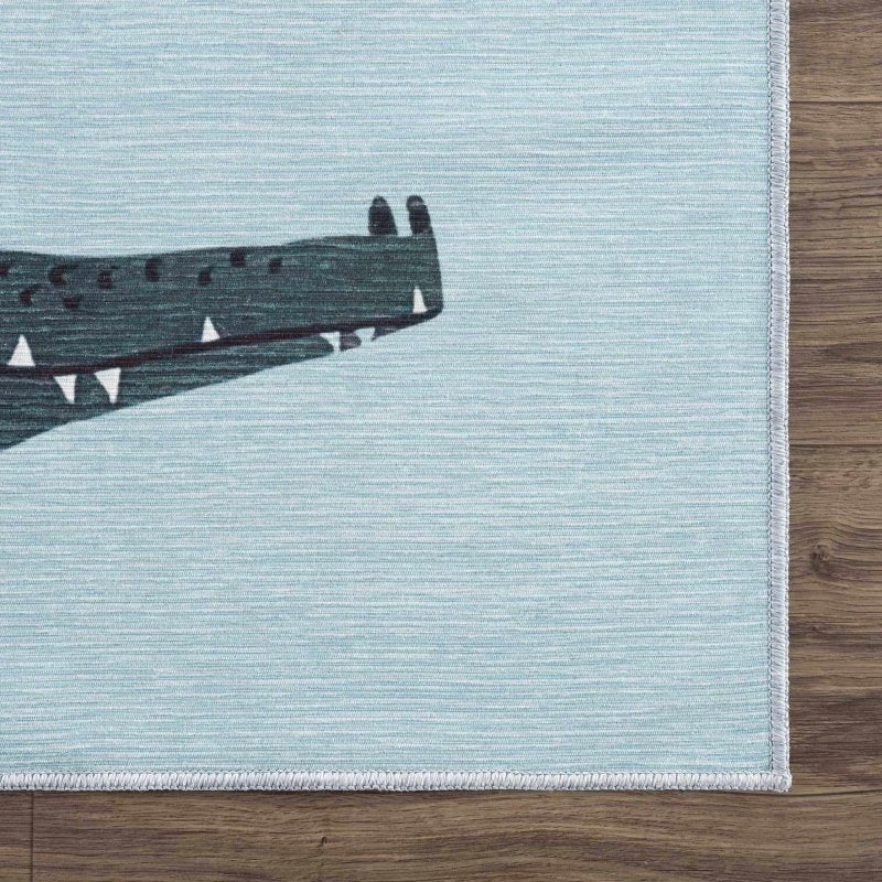 Petey Blue Animal Print Washable Kids Rug - FCHF CITY