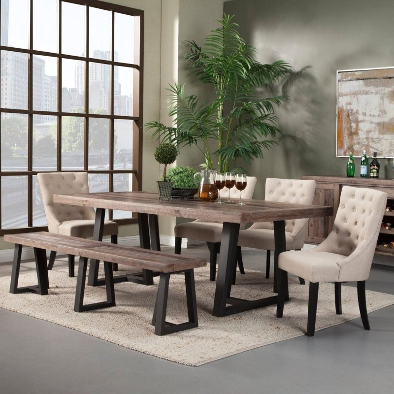 Prairie Rectangular Dining Table, Natural/Black - FCHF CITY
