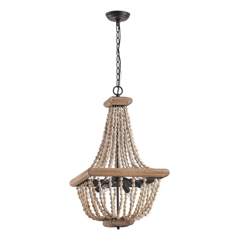 Regas 4 - Light Wood Bead Candle Style Chandelier - FCHF CITY