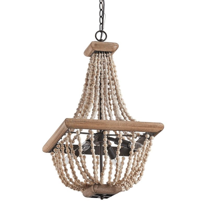 Regas 4 - Light Wood Bead Candle Style Chandelier - FCHF CITY