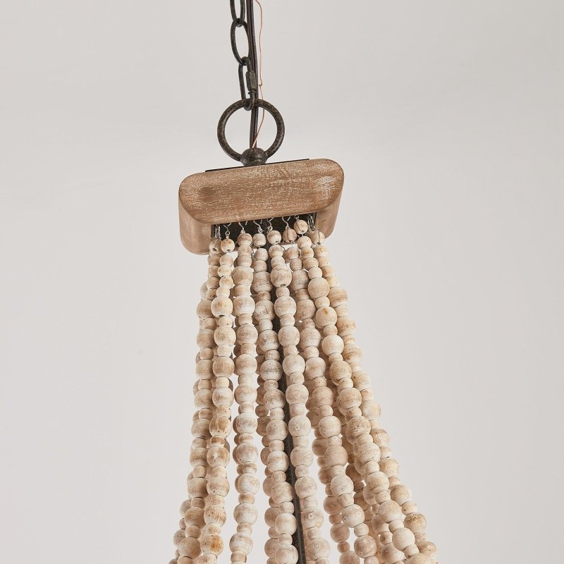 Regas 4 - Light Wood Bead Candle Style Chandelier - FCHF CITY