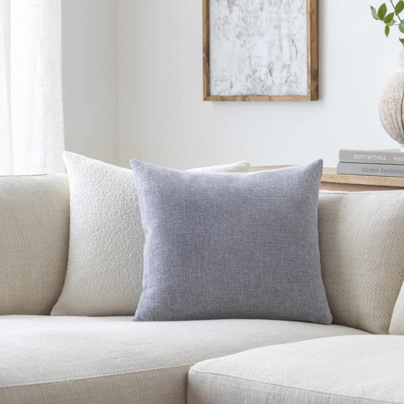 Reijo Silver & Blue Linen Look Accent Pillow - FCHF CITY