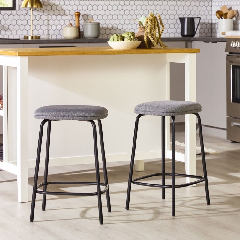 Roan Counter Stool with Upholstered Seat, Set of 2 - FCHF CITY