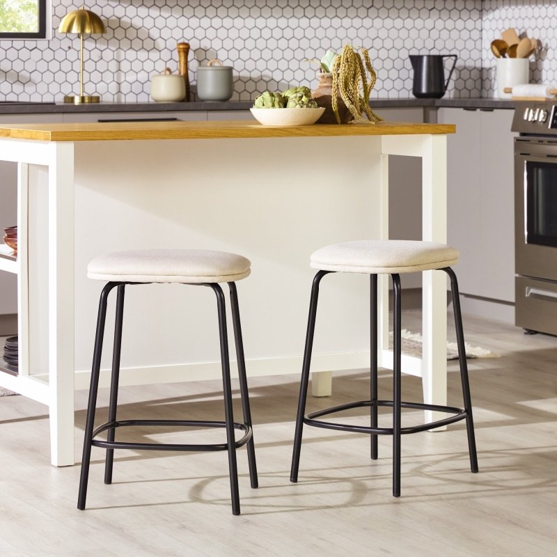 Roan Counter Stool with Upholstered Seat, Set of 2 - FCHF CITY