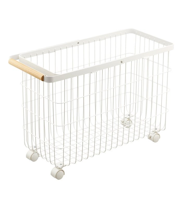 Rolling Wire Basket (15" H) - Steel + Wood - FCHF CITY