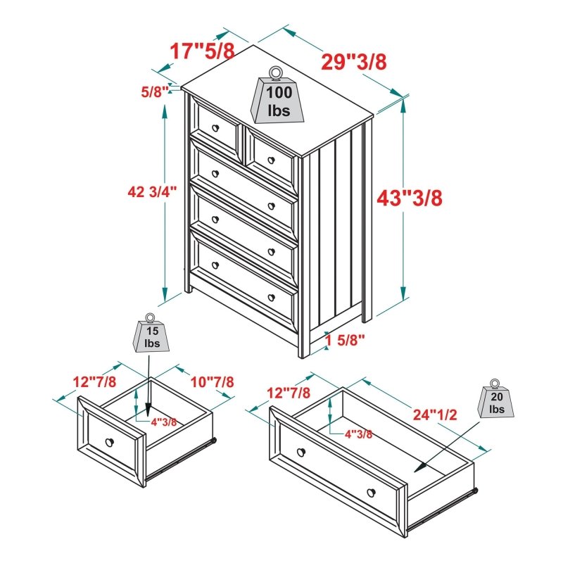 Ruth 5 - Drawer Chest - FCHF CITY