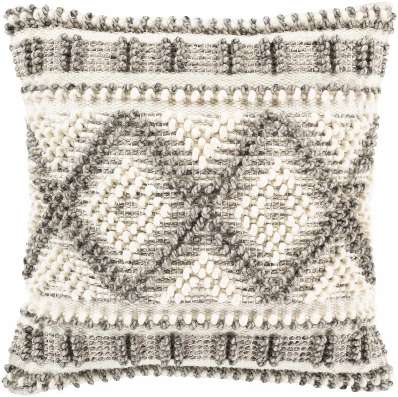 Sagamore Cream Trellis Wool&Cotton Throw Pillow - FCHF CITY