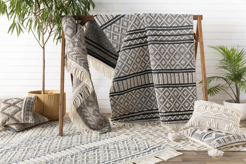 Sagamore Cream Trellis Wool&Cotton Throw Pillow - FCHF CITY