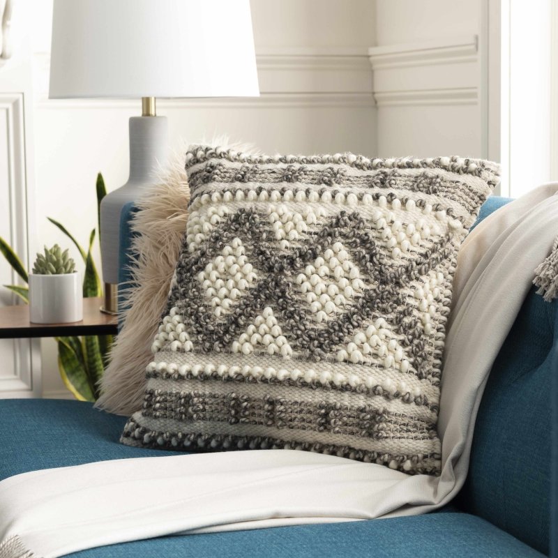Sagamore Cream Trellis Wool&Cotton Throw Pillow - FCHF CITY